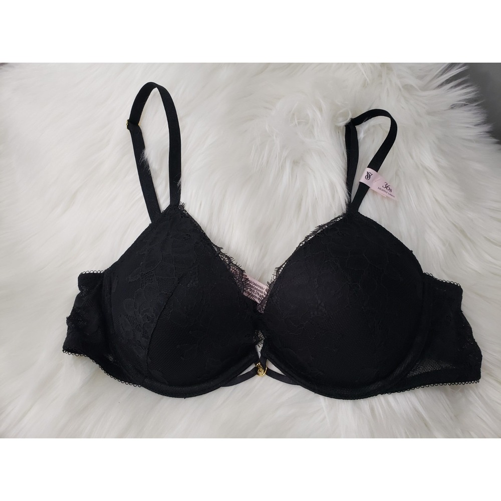 NEW Victoria's Secret Very Sexy Lightly Lined Low Cut Demi Bra Black Women's 36B